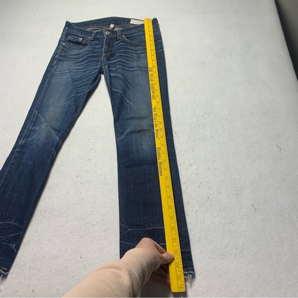 Rag & Bone Crop Jean in Santiago Distressed Raw Hem Ankle Dark Wash - Picture 5 of 10